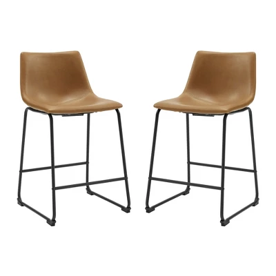 Set Of 2 Laslo Modern Upholstered Faux Leather Counter Height Barstools - Saracina Home - Image 11