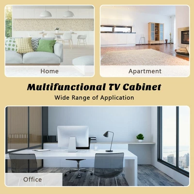 Costway TV Stand Entertainment Center For TV's Up To 65'' W/ Storage Cabinets Walnut - Image 4