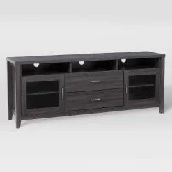 Hollywood Cabinet With Drawers TV Stand For TVs Up To 80" Dark Gray - CorLiving