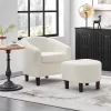 Yaheetech Contemporary Boucle Barrel Chair And Ottoman For Bedroom Living Room Ivory