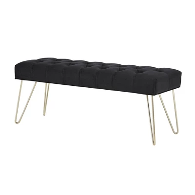 Hewett Velvet Tufted Metal Bench - Inspire Q - Image 10