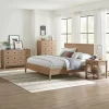 4pc Arden Wood Bedroom Set With 2 Drawer Nightstand With Open Shelf Light Driftwood - Alaterre Furniture