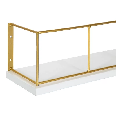 2pk 18" Benbrook Wood And Metal Wall Shelf Set White - Kate & Laurel All Things Decor - Image 2