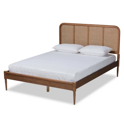 Queen Elston Wood And Synthetic Rattan Platform Bed - Baxton Studio - Image 11