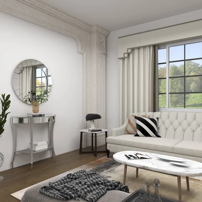 Set Of 2 Glam Fir Console Tables With Mirror White - Olivia & May - Image 15