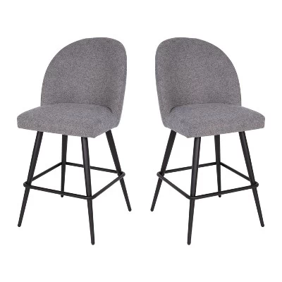 Merrick Lane Set Of 2 Modern Armless Counter Stools With Contoured Backs, Steel Frames, And Integrated Footrests - Image 11