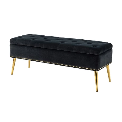 Hippolytus Storage Bench With Nailhead Trim And Button-tufted For Bedroom | ARTFUL LIVING DESIGN - Image 13