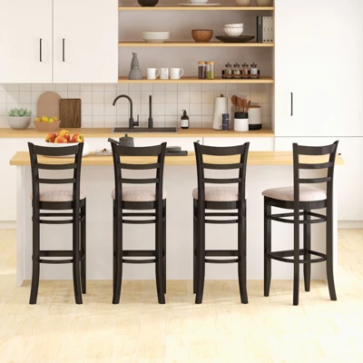 Costway Set Of 4 Bar Stools 31'' Kitchen Dining Chairs With Ergonomic Backrest & Footrest