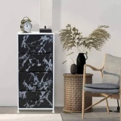 Sorbus Drawer Fabric Dresser For Home Bedroom And More Black/White