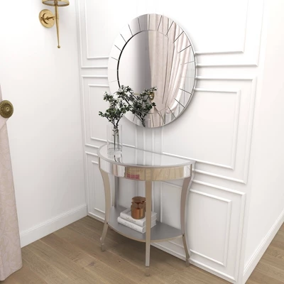 Set Of 2 Glam Fir Console Tables With Mirror White - Olivia & May - Image 11
