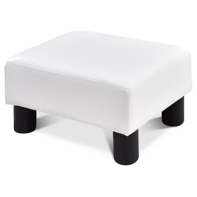 Costway PU Leather Ottoman Rectangular Footrest Small Stool W/ Padded Seat White/Black/Red - Image 12