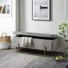 Simple Relax Velvet Storage Bench With Metal Legs In Gray
