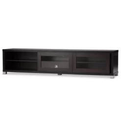 Beasley Cabinet With 2 Sliding Doors And Drawer TV Stand For TVs Up To 70" Dark Brown - Baxton Studio