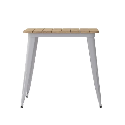 Merrick Lane Indoor/Outdoor Dining Table With Umbrella Hole, 30" X 60" All Weather Poly Resin Top And Steel Base - Image 7