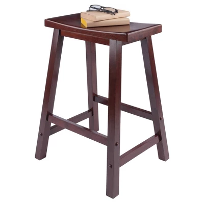 Saddle Seat 24" Counter Height Barstool Hardwood/Walnut - Winsome - Image 5