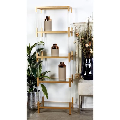 69" Metal And Acrylic Bookcase Gold - Olivia & May