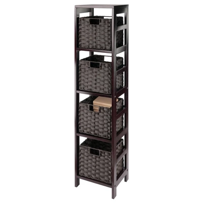 54.8" 5pc Leo Storage Shelf With Baskets Espresso/Chocolate - Winsome - Image 11