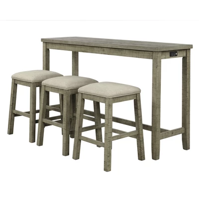 Rustic 4-Pieces Counter Height Dining Set With Fabric Padded Stools And Socket-ModernLuxe - Image 3