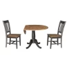 3pc 42" Jordan Round Dual Drop Leaf Dining Table With 2 Splat Back Chairs Hickory/Washed Coal - International Concepts