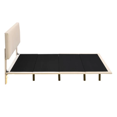 Queen Size Upholstered Floating Velvet Platform Bed With Sensor Light And Headboard-ModernLuxe - Image 6