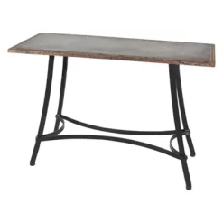 Metal Industrial Arts Style Rectangular Console Table Brown - Olivia & May