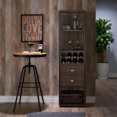 Iohomes Sierri Contemporary Wine Cabinet Dark Walnut - HOMES: Inside + Out - Image 3