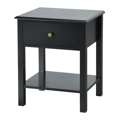 Costway End Table Nightstand Storage Display Drawer Shelf Beside Bedroom WhiteBlack - Image 10