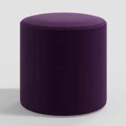 Round Thalia Ottoman In Velvet - Skyline Furniture