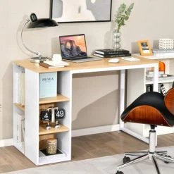 Tangkula Home Office Computer Desk Laptop Table Writing Workstation W/ 5 Cubbies