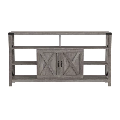 Emma And Oliver Modern Rustic Farmhouse Media Console Cabinet With Spacious Open And Closed Storage - Image 8