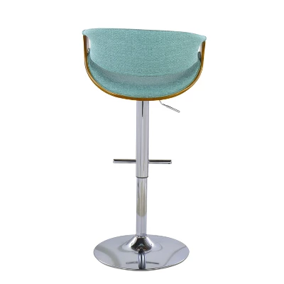 Set Of 2 Curvo Upholstered Barstools Teal/Walnut - Lumisource - Image 4