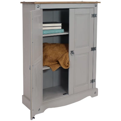 Sunnydaze Decor Sunnydaze 2-Door, 2-Shelf Accent Cupboard - Solid Pine - Gray - 43" H - Image 8