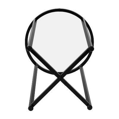 Flash Furniture Greenwich Collection End Table - Modern Clear Glass Accent Table With Crisscross Matte Black Frame - Image 7