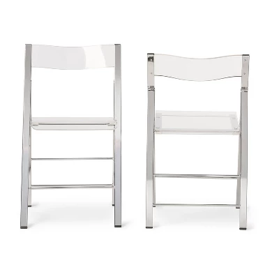 Set Of 2 Acrylic Foldable Chairs Clear - Baxton Studio - Image 3
