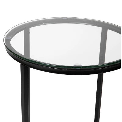 Flash Furniture Greenwich Collection End Table - Modern Clear Glass Accent Table With Crisscross Matte Black Frame - Image 4