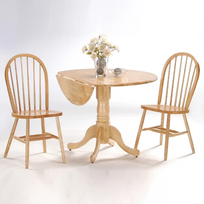 42" Dual Table With 2 Windsor Chairs Dining Sets Natural - International Concepts