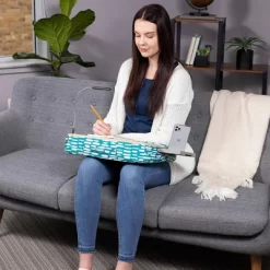 Sofia + Sam Multi-tasking Memory Foam Lap Desk With Teal Strokes Pattern