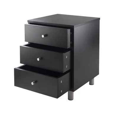 Daniel Nightstand With 3 Drawers Black - Winsome