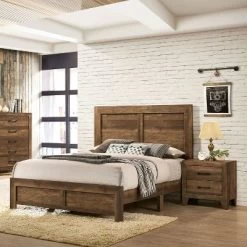 2pc Queen Quail Transitional Bedroom Set Rustic Light Walnut - HOMES: Inside + Out