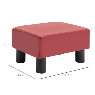 HomCom Modern 15" Rectangular Faux Leather Ottoman Footrest - Image 4