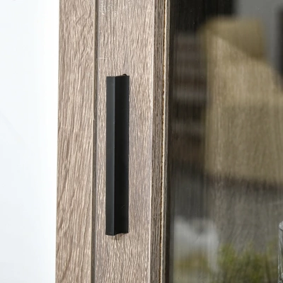 HOMCOM Tall Wine Cabinet, Bar Display Cupboard With 12-Bottle Wine Rack, Glass Door And 3 Storage Compartment For Living Room, Home Bar, Dining Room - Image 4