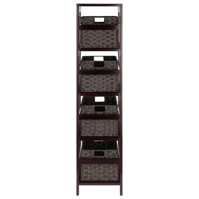54.8" 5pc Leo Storage Shelf With Baskets Espresso/Chocolate - Winsome - Image 3