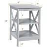 Costway 3-Tier Nightstand End Table X Design Storage Display Shelf Living Room Grey