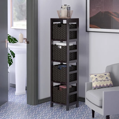 54.8" 5pc Leo Storage Shelf With Baskets Espresso/Chocolate - Winsome - Image 13