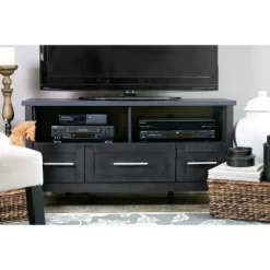 Espresso Finished 3 Drawers TV Stand For TVs Up To 47" Dark Brown - Baxton Studio