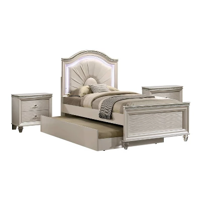 3pc Fosset Bedroom Set With 2 Nightstands Pearl White - HOMES: Inside + Out - Image 4