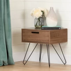 Slendel 1 Drawer Nightstand Light Brown - South Shore