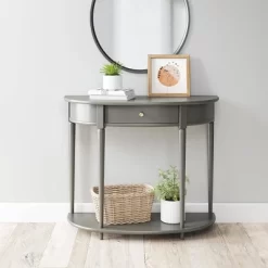 Aurora Half Moon Console Table Gray - Room & Joy