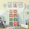 Costway 8-Cube Kids Wardrobe Baby Dresser Bedroom Armoire Clothes Hanging Closet With Doors