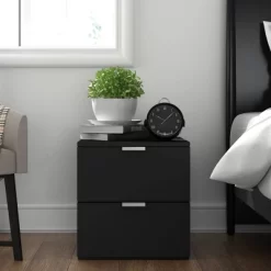 Delmar Wood 2 Drawer Nightstand Matte Black - Hillsdale Furniture